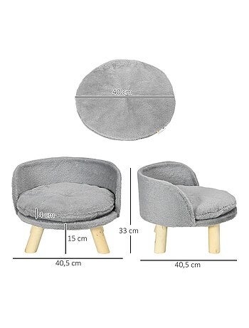 Canapé lit panier pour chien scandinave peluche gris
