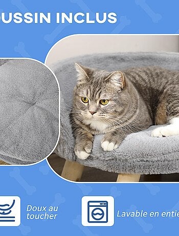Canapé lit panier pour chien scandinave peluche gris