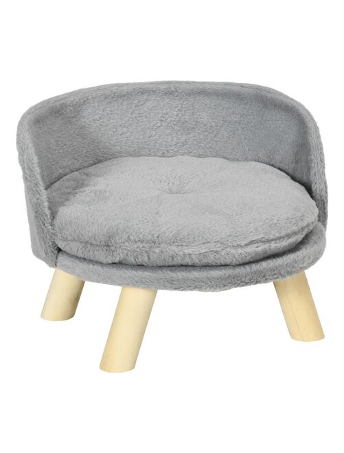 Canapé lit panier pour chien scandinave peluche gris - Kiabi