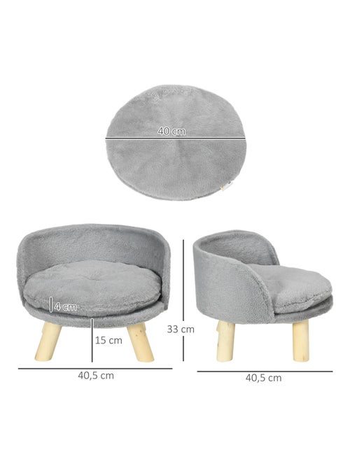 Canapé lit panier pour chien scandinave peluche gris - Kiabi