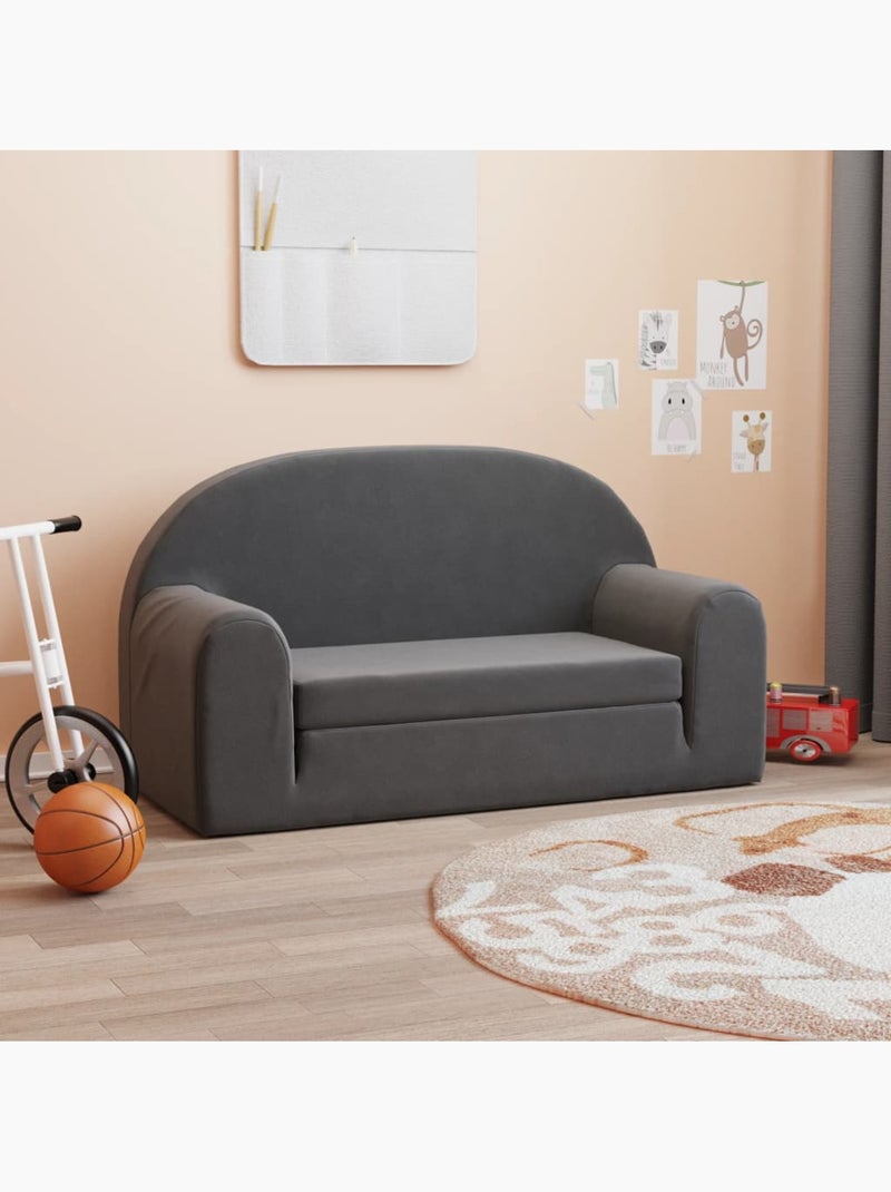 Canapé-lit pour enfants en polyester clair à housse amovible - vidaxl gris anthracite - Kiabi