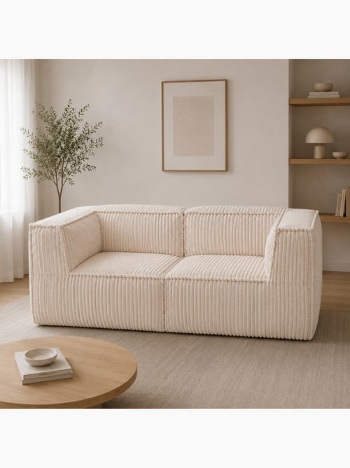 Canapé modulable 2 places déhoussable en velours côtelé 90x180 cm - Kiabi Canapé modulable 2 places déhoussable en velours côtelé 90x180 cm - Kiabi