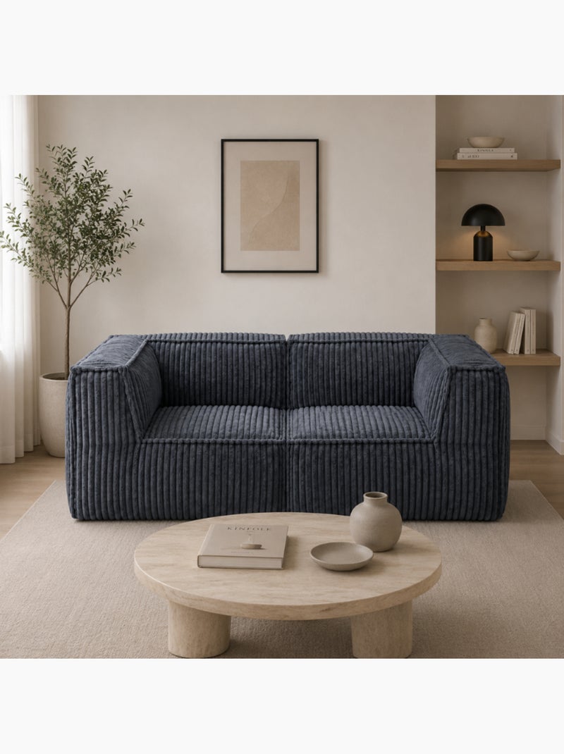 Canapé modulable 2 places déhoussable en velours côtelé 90x180 cm Gris foncé - Kiabi