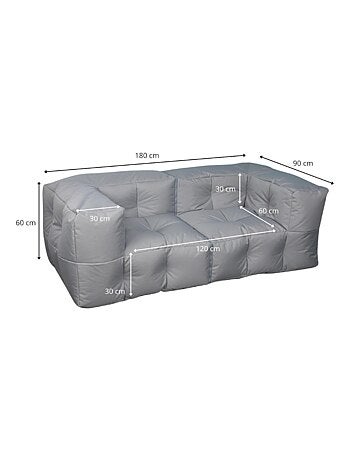 Canapé modulable extérieur imperméable 90 x 180 cm gris clair