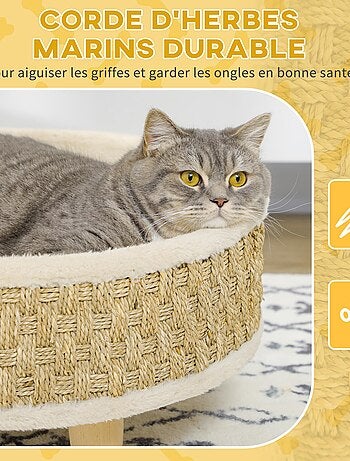 Canapé panier lit chien chat style cosy naturel bois pin jonc de mer