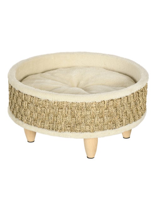 Canapé panier lit chien chat style cosy naturel bois pin jonc de mer - Kiabi