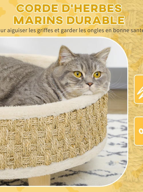 Canapé panier lit chien chat style cosy naturel bois pin jonc de mer - Kiabi