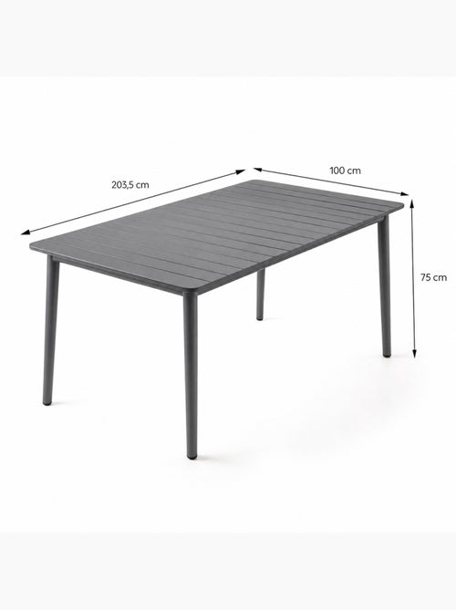 CANBERRA Ensemble table de jardin 200 cm et 8 fauteuils gris foncé effet rotin - Kiabi