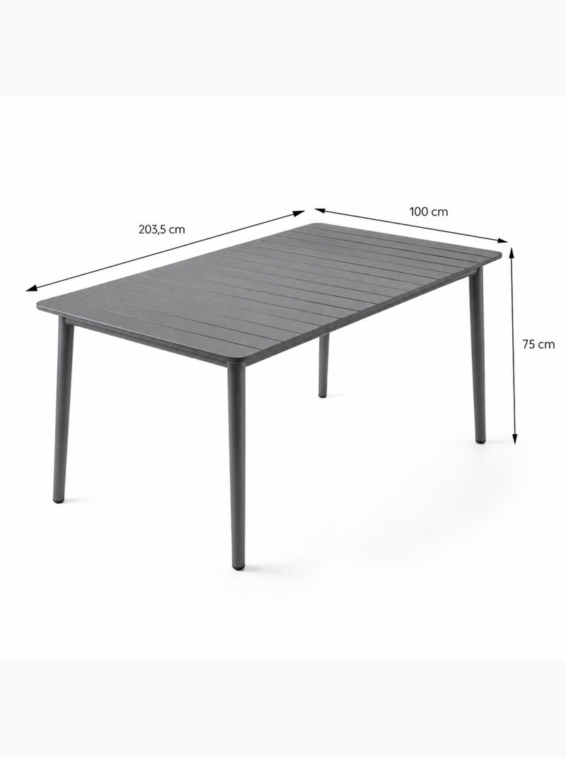 CANBERRA Ensemble table de jardin 200 cm et 8 fauteuils gris foncé effet rotin Gris - Kiabi