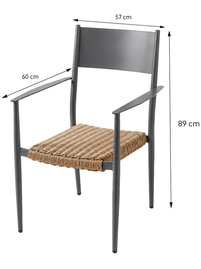 CANBERRA Ensemble table de jardin 200 cm et 8 fauteuils gris foncé effet rotin Gris - Kiabi