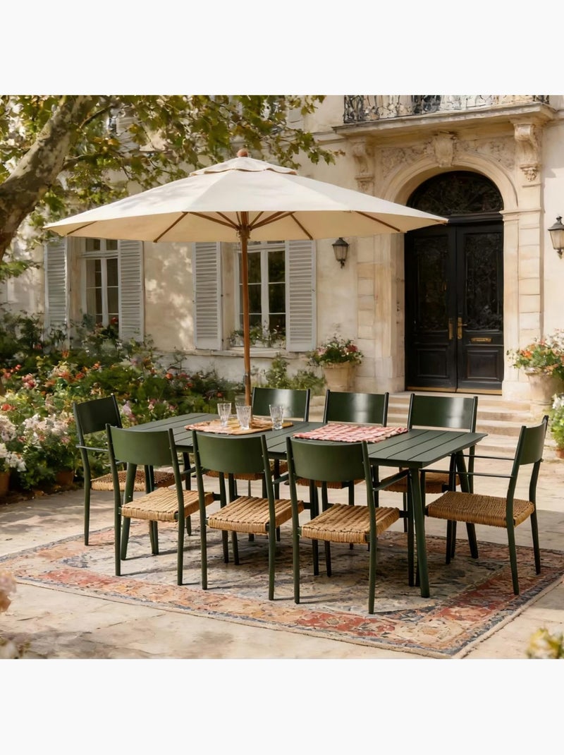 CANBERRA Ensemble table de jardin 200 cm et 8 fauteuils kaki effet rotin Kaki - Kiabi