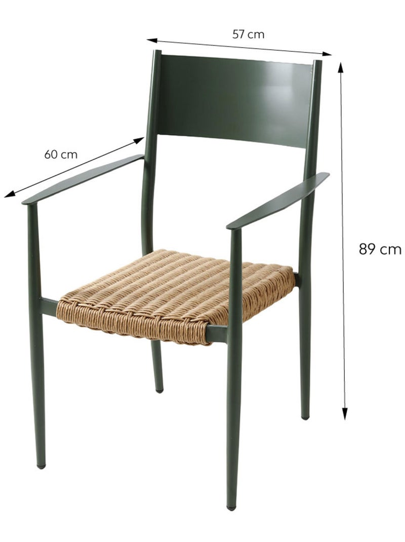 CANBERRA Ensemble table de jardin 200 cm et 8 fauteuils kaki effet rotin Kaki - Kiabi