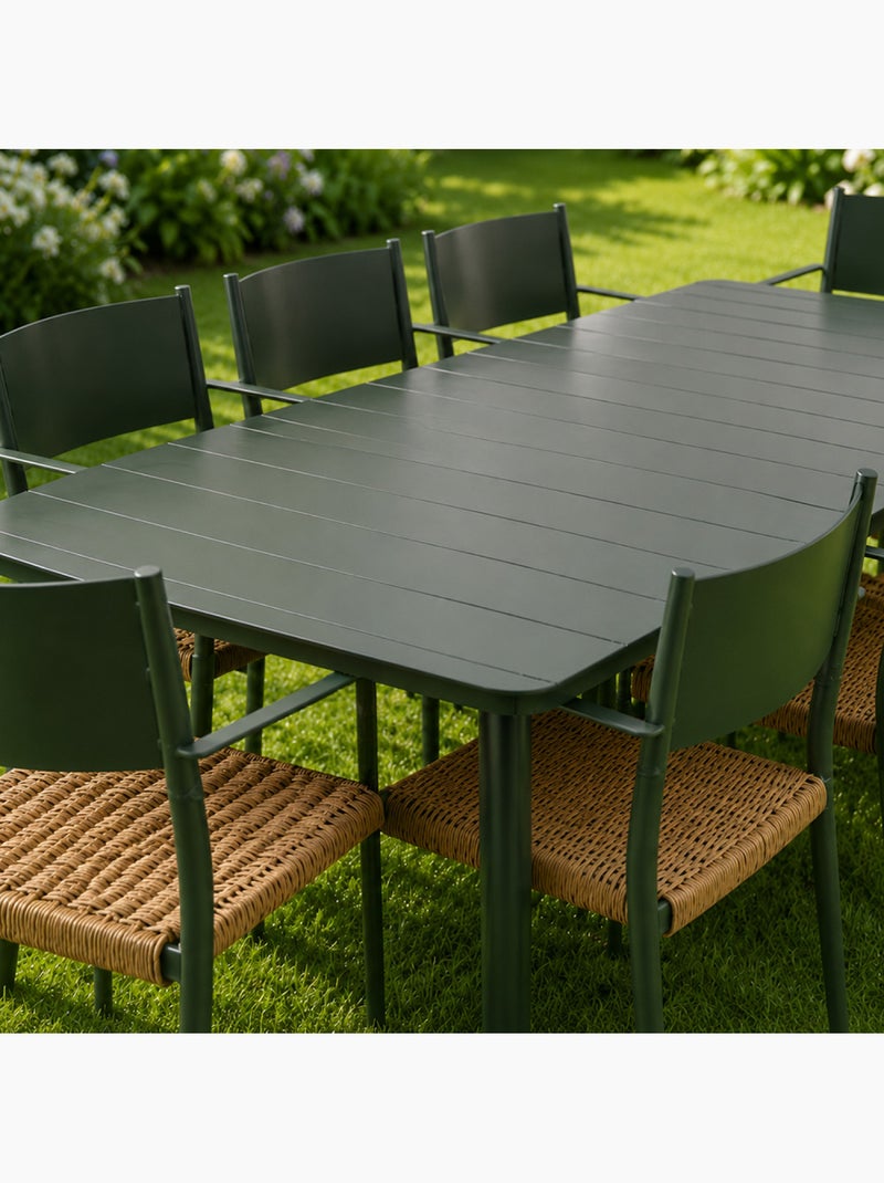 CANBERRA Ensemble table de jardin 200 cm et 8 fauteuils kaki effet rotin Kaki - Kiabi