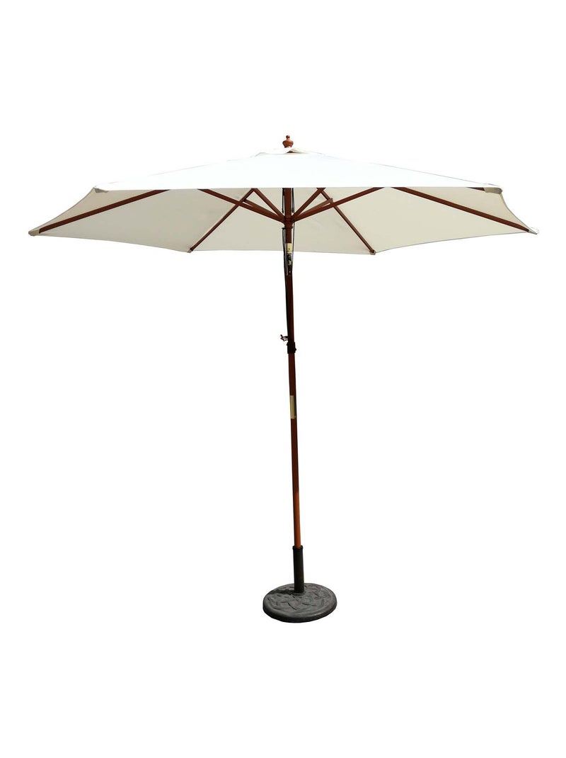 Cancún écru : Parasol bois Ø 300cm inclinable Ecru - Kiabi
