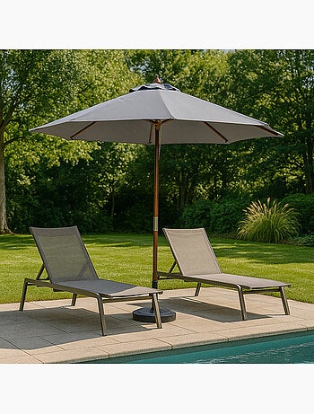 Cancun Parasol ecru droit rond 3 x 3 m