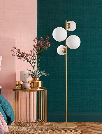 CANDICE - Lampadaire vintage doré - 4 lampes