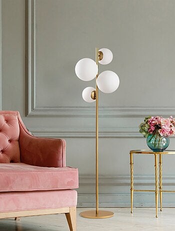 CANDICE - Lampadaire vintage doré - 4 lampes