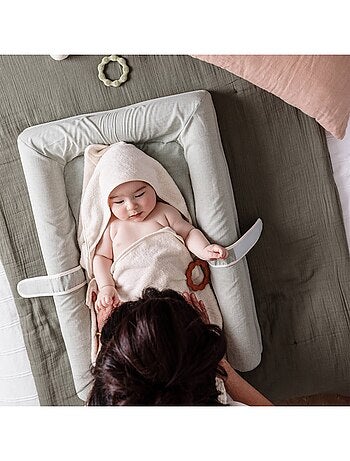 Candide - Cape de bain tablier XXL Parent/Bébé en viscose - 100x100 cm - Ecru