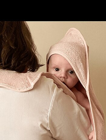 Candide - Cape de bain tablier XXL Parent/Bébé en viscose - 100x100 cm - Vert d'eau