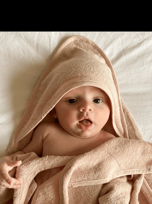 Candide - Cape de bain tablier XXL Parent/Bébé en viscose - 100x100 cm - Rose - Kiabi