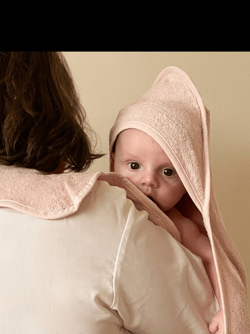 Candide - Cape de bain tablier XXL Parent/Bébé en viscose - 100x100 cm - Rose Rose - Kiabi