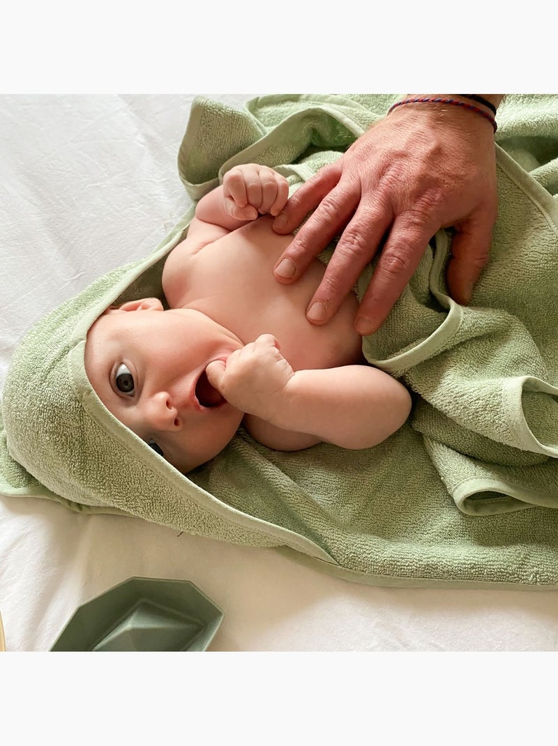 Candide - Cape de bain tablier XXL Parent/Bébé en viscose - 100x100 cm - Vert d'eau Vert d'eau - Kiabi