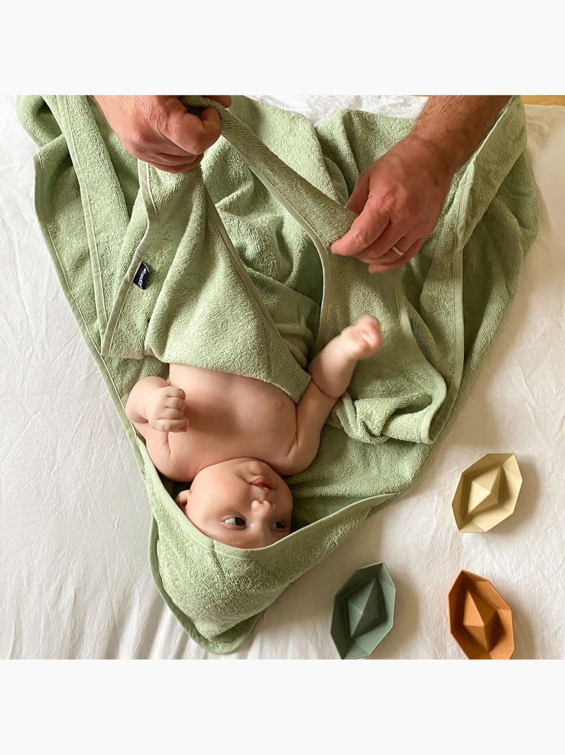 Candide - Cape de bain tablier XXL Parent/Bébé en viscose - 100x100 cm - Vert d'eau Vert d'eau - Kiabi
