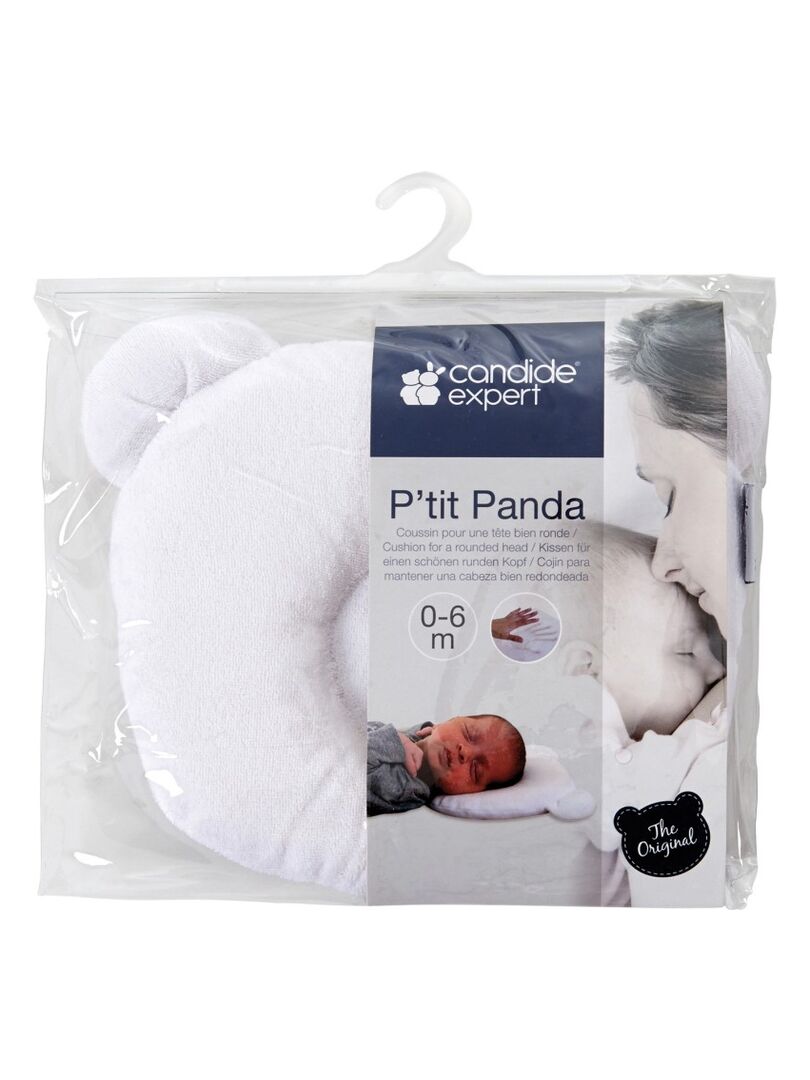 Candide - Coussin cale tête bébé P'tit Panda - Blanc - Blanc