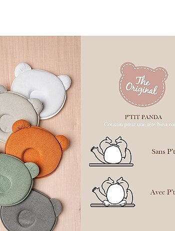 Candide - Coussin cale tête bébé P'tit Panda Kaki