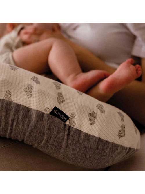 Candide - Coussin d'allaitement et de grossesse jersey cœurs/gris - Kiabi