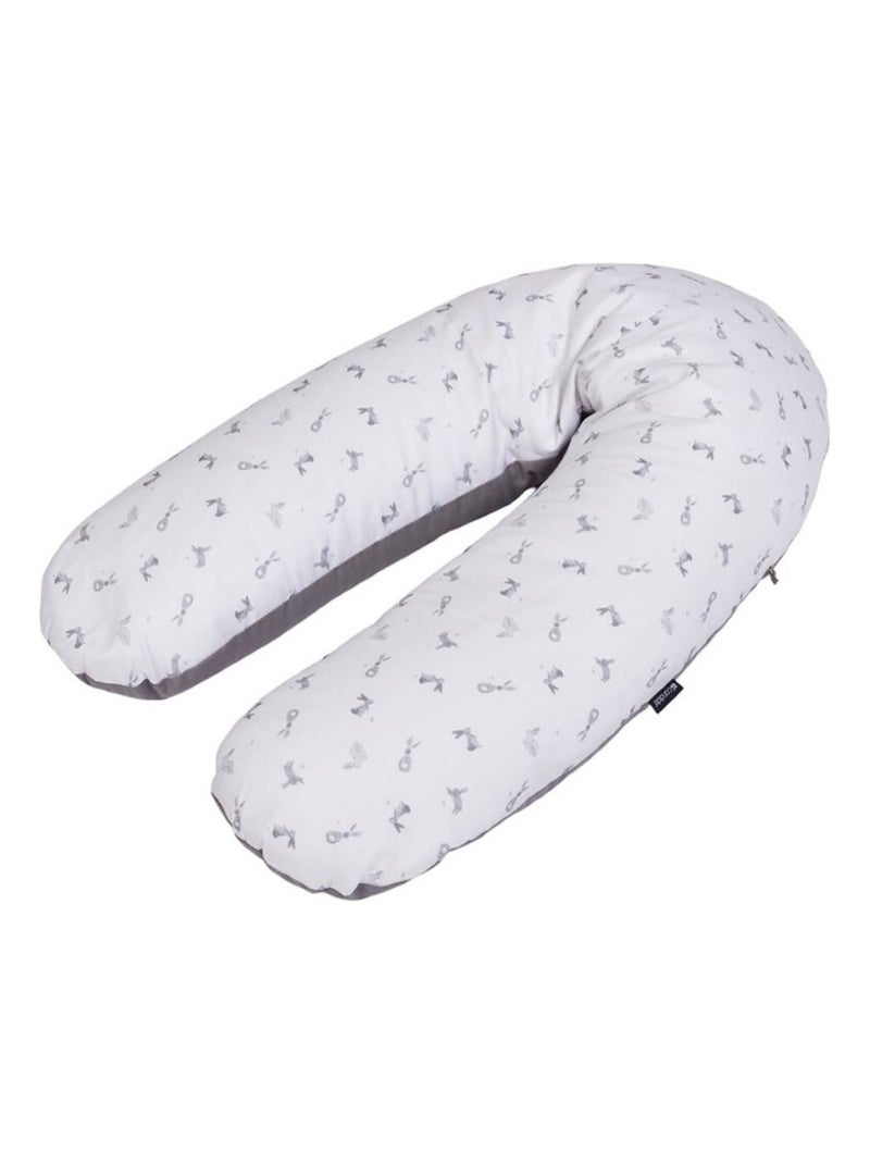 Candide - Coussin d'allaitement et de grossesse Lapins Gris Blanc - Kiabi