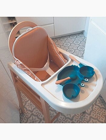 Candide - Coussin de chaise PVC avec sangles gris/blanc