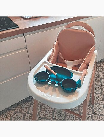 Candide - Coussin de chaise PVC avec sangles gris/blanc