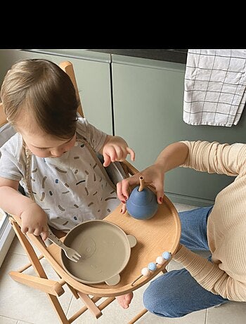Candide - Coussin de chaise PVC avec sangles gris/blanc