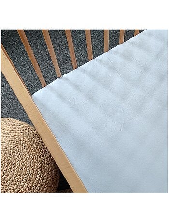 Candide - Drap housse Jersey coton 60x120cm Bleu ciel