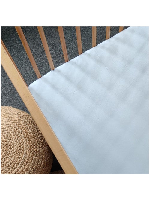 Candide - Drap housse Jersey coton 60x120cm Bleu ciel - Kiabi