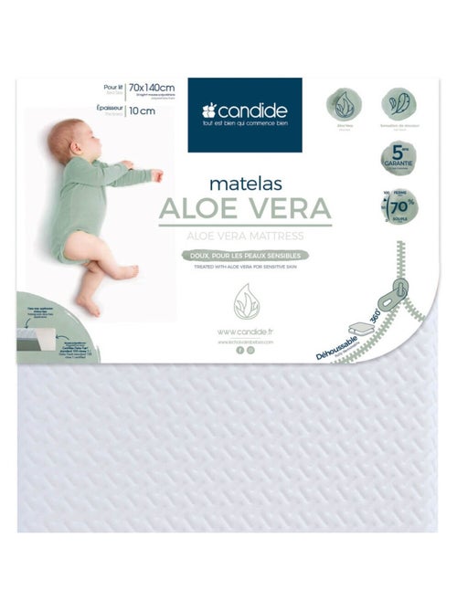 Candide - Matelas 70x140 cm pour lit bébé Aloé Vera - Peaux fragiles - Déhoussable à 360° - Kiabi