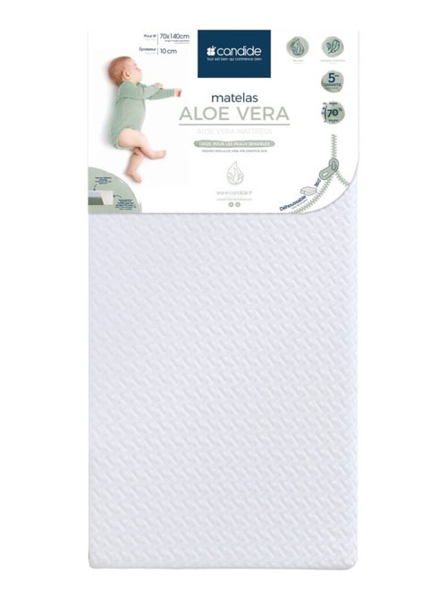 Candide - Matelas 70x140 cm pour lit bébé Aloé Vera - Peaux fragiles - Déhoussable à 360° - Kiabi