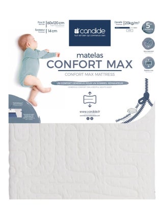 Candide - Matelas bébé 60x120 cm Confort Max - Confort généreux - Déhoussable à 360°