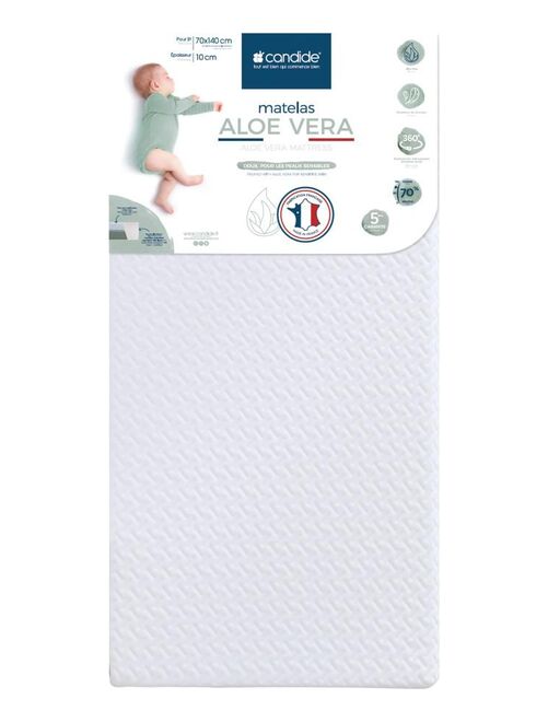 Candide - Matelas bébé 70x140cm Aloé Vera déhoussable 360°