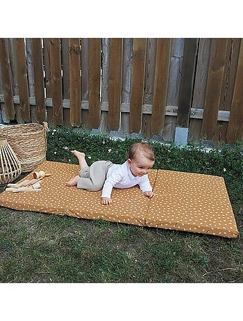 Candide - Matelas bébé pliant 3 parties 60x120cm camel fleuri