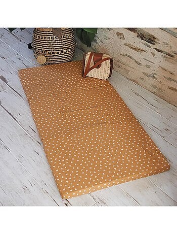 Candide - Matelas bébé pliant 3 parties 60x120cm camel fleuri