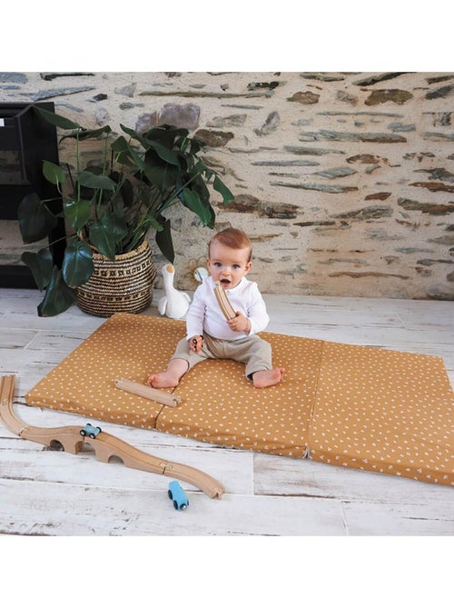 Candide - Matelas bébé pliant 3 parties 60x120cm camel fleuri - Kiabi