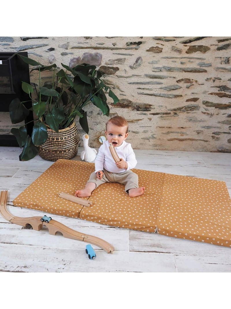 Candide - Matelas bébé pliant 3 parties 60x120cm camel fleuri Marron caramel - Kiabi