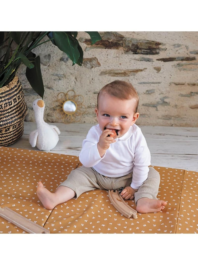 Candide - Matelas bébé pliant 3 parties 60x120cm camel fleuri Marron caramel - Kiabi