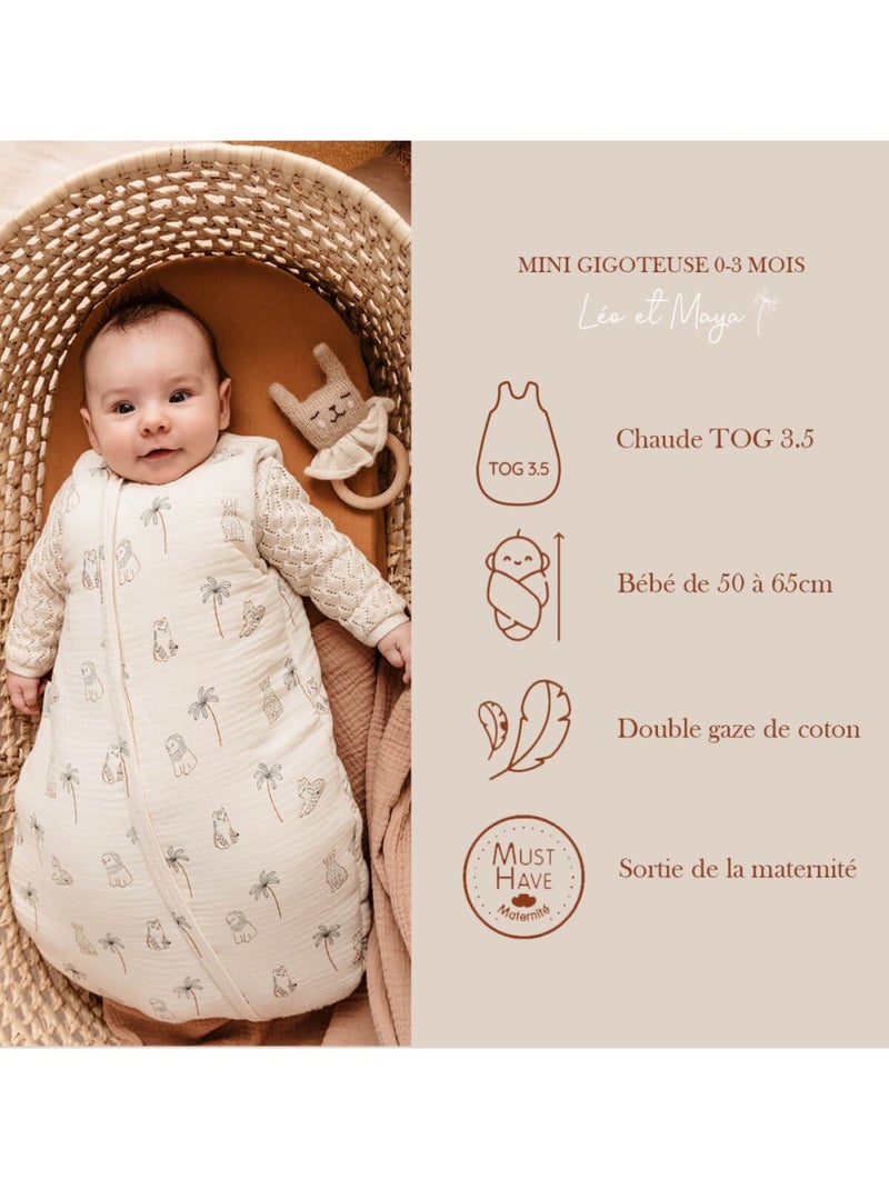 Candide - Mini gigoteuse 0-3 mois Léo & Maya - 55 cm Beige - Kiabi