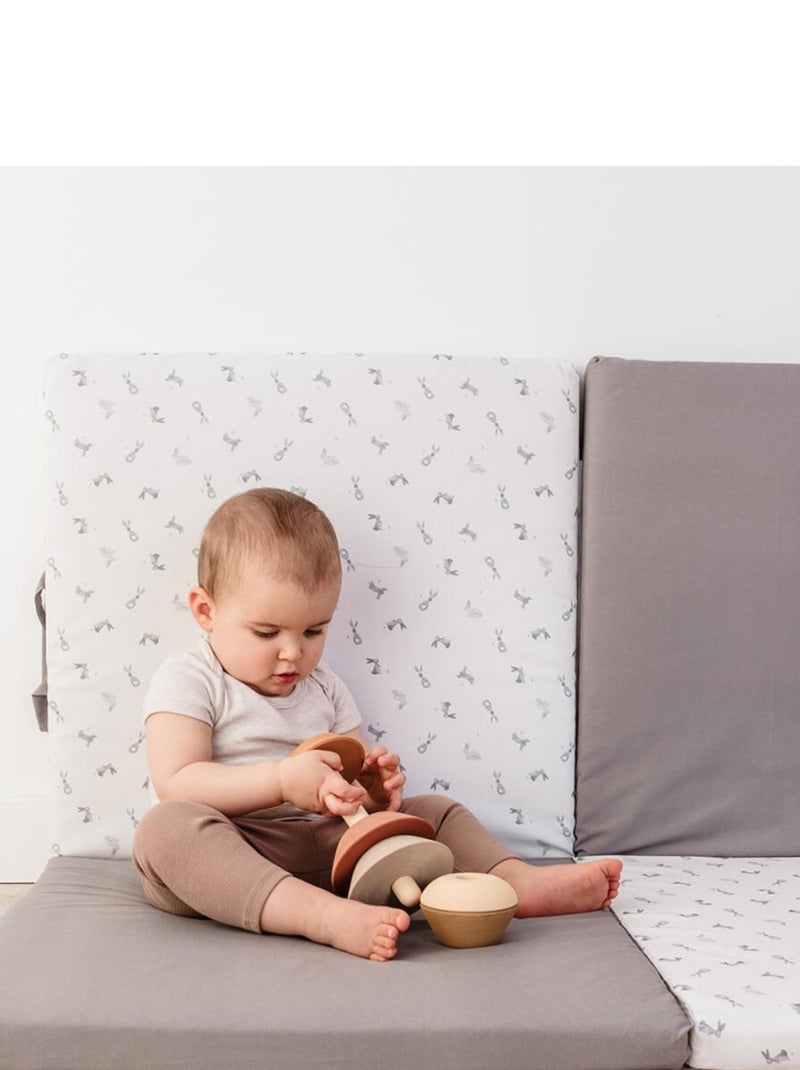 Candide - Tapis de motricité - Lapins Gris Blanc - Kiabi