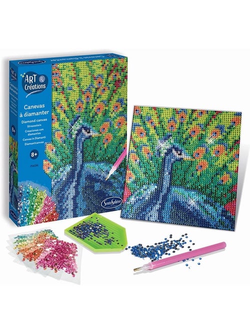 Canevas à diamanter - Paon - Kiabi