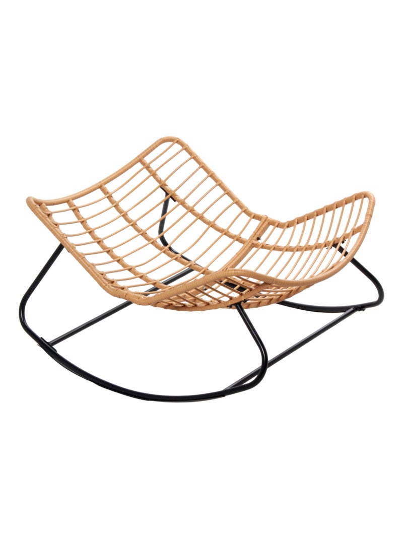 CANGGU - Fauteuil à bascule en résine tressée coussin beige Bois naturel - Kiabi