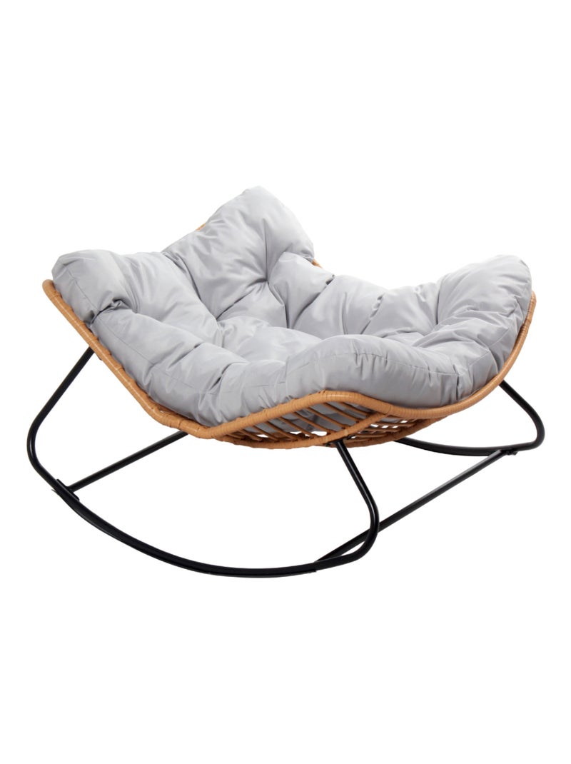 CANGGU - Fauteuil à bascule en résine tressée coussin gris Marron - Kiabi